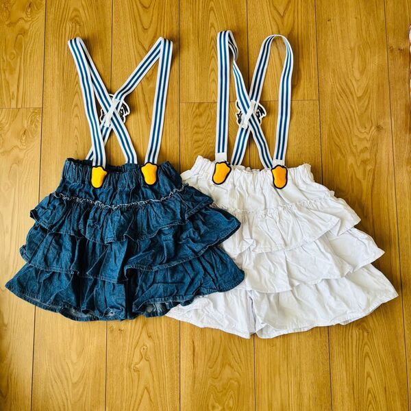 ドナルドダック ショートパンツ 130 140 まとめ売り ディズニー 姉妹コーデ オーバーオール 女の子 子供服 ドナルド