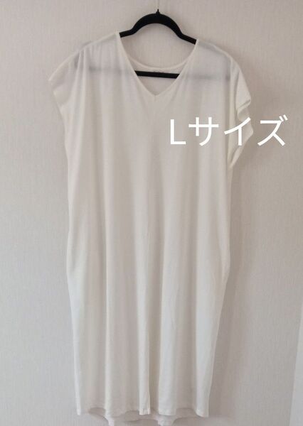 Tシャツ生地 ワンピース フレンチスリーブ Lサイズ