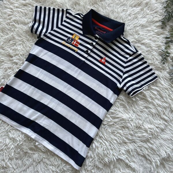 ルコック le coq sportif ポロシャツ ゴルフ ストライプ L