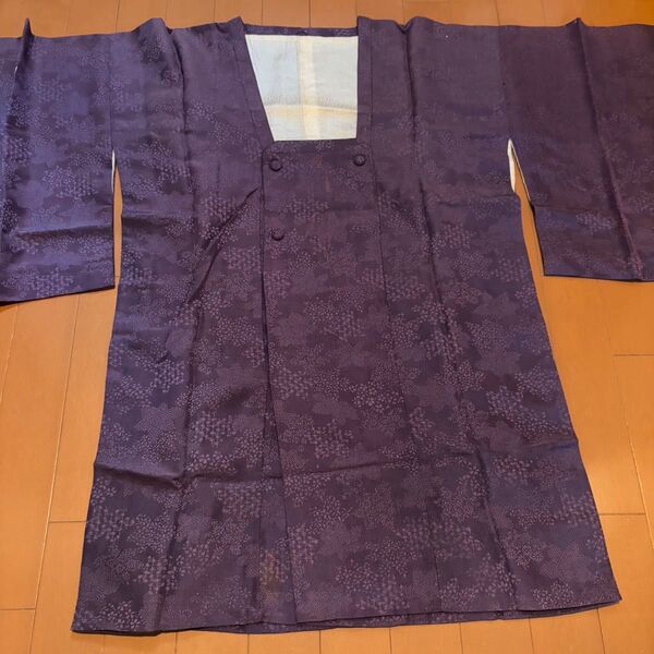 着物 羽織 パープル 花柄 紫 和柄 和物 和装 生地 ハンドメイド パッチワーク ハギレ 布 布地 リメイク素材