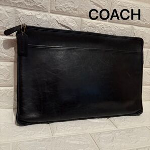COACH コーチ オールドコーチ クラッチバッグ大 セカンドバッグ ビジネスバッグ PC収納 ブラック 黒 大型 レザー 革 皮