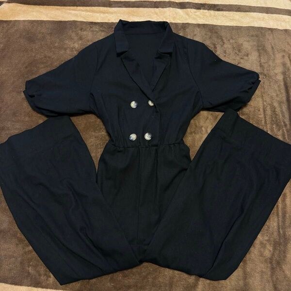 【夏服】レディース ブラック オールインワン ロング