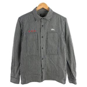 stussy ヒッコリーストライプワークシャツ 古着 ストライプ
