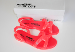  новый товар melissa Jeremy Scott сотрудничество сандалии женский 23.0 cm розовый красный Raver эмаль винил пляж резиновые сапоги DIANA коралл 