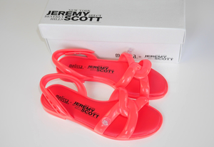  new goods melissa Jeremy Scott collaboration sandals lady's 23.0 cm pink red Raver enamel vinyl beach rain shoes DIANA coral 