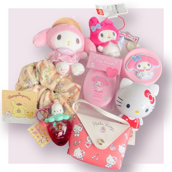 サンリオ グッズ マイメロディ ハローキティ ポムポムプリン ポチャッコ ぬいぐるみ ポーチ マスコット シュシュ キーホルダー