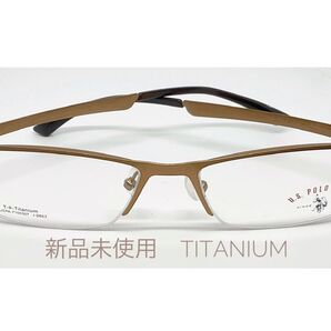 P50【新品未使用】 U.S. POLO ASSN. メガネフレーム ハーフリム T-β-Titanium ゴールド 眼鏡