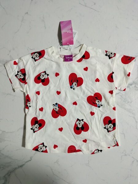 新品タグ付き バースデイ ディズニー ミニーちゃん 半袖 Tシャツ ハート 95