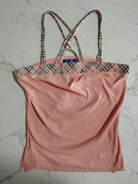 【バーバリーブルーレーベル】ホルターネックキャミソール ノバチェック柄 ピンクM
