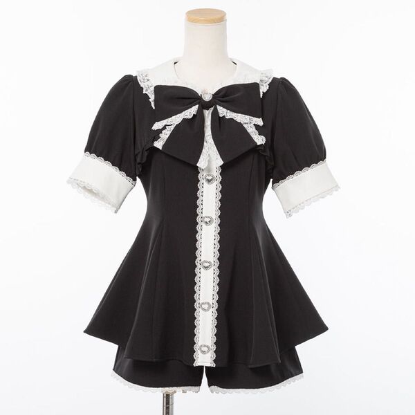 ディアマイラブ夢展望 ボレロレイヤード風フリルセットアップ 黒 トップスのみ