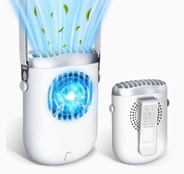 【新品未使用】2025夏 携帯扇風機4WAY(首.腰掛け/卓上/手持)USB-C充電式 超軽量