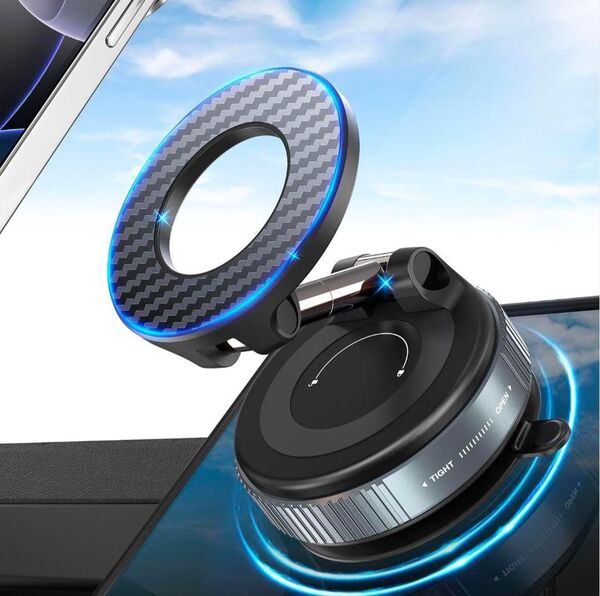 【新品未使用】スマホホルダー 真空吸盤 & 強力マグネット 多角度自由調節 360°回転 車 車載スマホホルダー