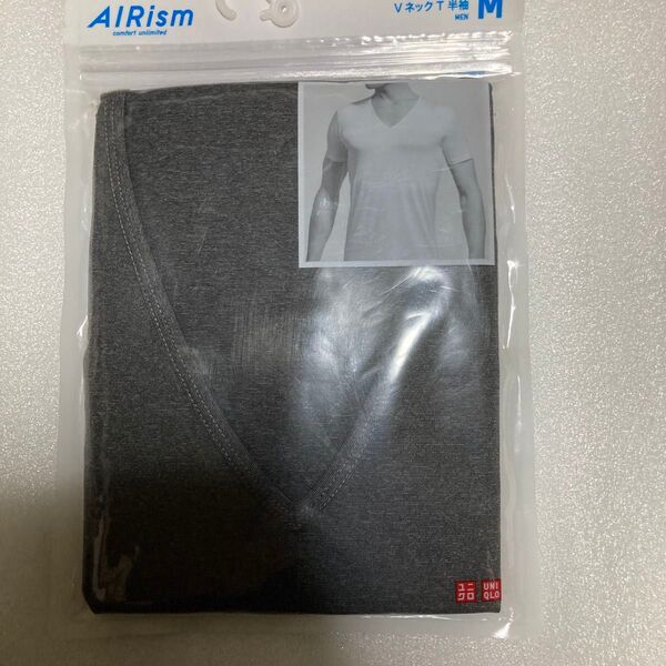 (新品)エアリズム 紳士メンズVネックT シャツ半袖M ダークグレー