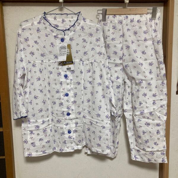 (新品)綿100%花柄ルームウェア 婦人レディースパジャマLサイズ