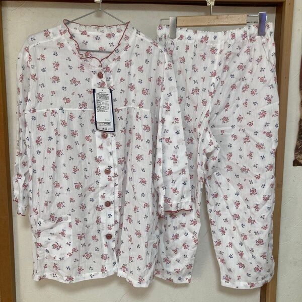 (新品)綿100%花柄レディース夫人パジャマ ルームウェアLL
