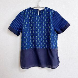 【 ソレイアード 】 刺繍 ネイビー 青 Tシャツ 幾何学 トゥモローランド