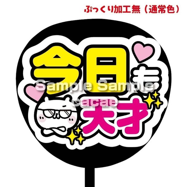 【即購入可】ファンサうちわ文字 カンペ団扇 規定内サイズ メンカラ コンサート ライブ 推し色 白背景 今日も天才 ピンク
