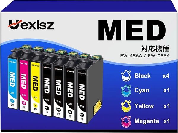MED-4CL EW-056A EW-456A 互換インクカートリッジ エプソン対応 epson 4色セット+ ブラック3本