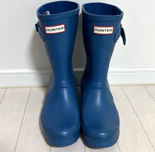 レア色!レインブーツ ハンター HUNTER 長靴 水色 ブルー UK5 バックル 24㎝ 長靴