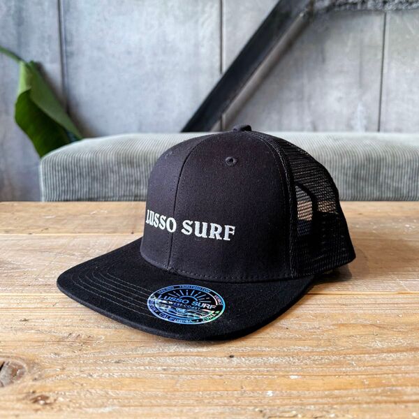 夏コーデ LUSSO SURF ロゴメッシュキャップ ブラック 帽子 正規品
