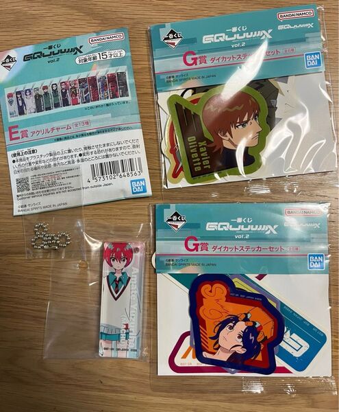 一番くじ 機動戦士 ガンダム ジークアクス vol.2 E賞 アクリルチャーム マチュ 、 G賞 ステッカーセット 2種