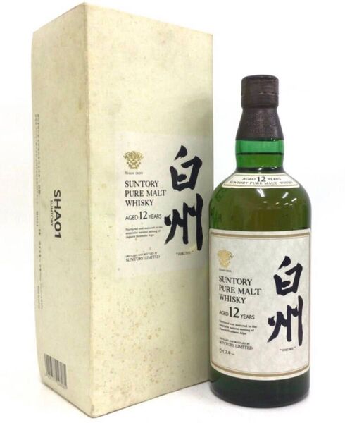 サントリー 白州 12年 ピュアモルト 響マーク ホワイトラベル 750ml 43% 旧旧ボトル 元箱