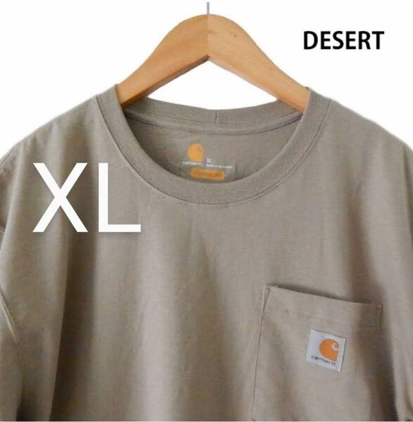■新品未使用【CARHARTT/カーハート】半袖Tシャツ、Desert、XL、ポケット付、左胸ロゴ