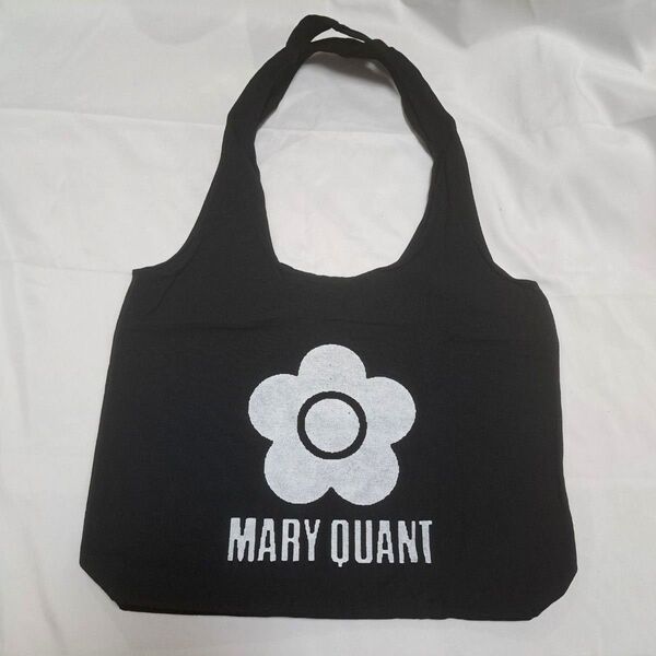 MARY QUANT マリークワント トートバッグ ブラック 肩掛け A4サイズ収納 フラワーロゴ ノベルティ 非売品