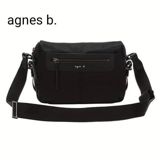 アニエスベーショルダーバッグ アニエスベー ショルダーバッグ agnes b. 新品 ブラック ナイロン 高品質
