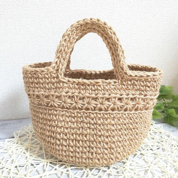 154 麻ひもバッグ ハンドメイド 麻紐バッグ