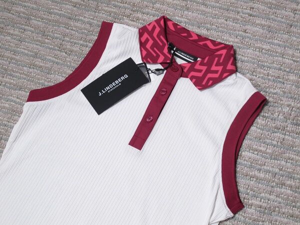 J.LINDEBERG Jリンドバーグ ジャガード襟ノースリーブ 072-26478 M 新品タグ付き