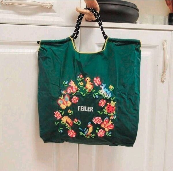 エコバッグ あひる柄 花柄 緑 グリーン 刺繍 フェイラー がお好きな方