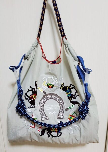 【即日発送】馬柄 刺繍 エコバッグ Мサイズ ホワイト 白 トートバッグ