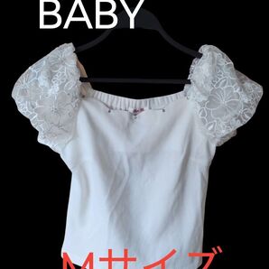 ByeBye/バイバイ レースが可愛い 半袖 ホワイトトップスMサイズ