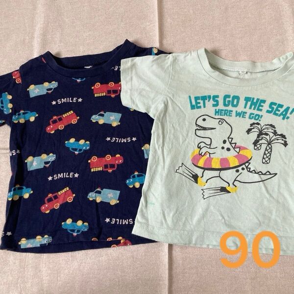 半袖Tシャツ 車 恐竜 90 キッズ 子供服 男の子