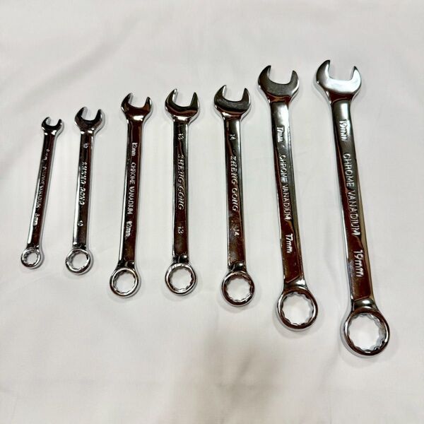 新品【7本セット】コンビネーションレンチ メガネ スパナ メンテナンス 工具 レンチ セット