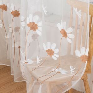 【残り1点】】1枚 単品 レースカーテン 100×200 オレンジ 花柄 レース おしゃれ