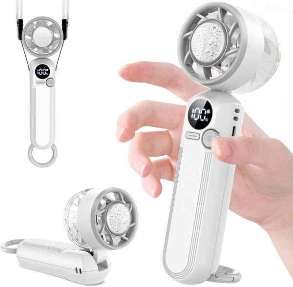 ハンディファン 冷却プレート付き 手持ち 携帯扇風機 小型 静音 充電式 軽量 瞬時冷感 ハンディファン手持ち扇風機 首掛け扇風機