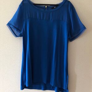 H&M 異素材Tシャツ Mサイズ ブルー