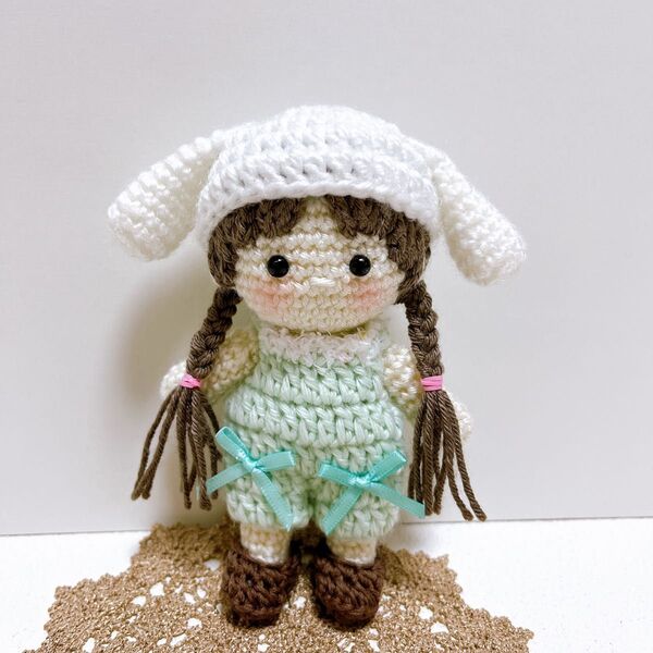 【ハンドメイド】あみぐるみ 女の子 着せ替え リボン