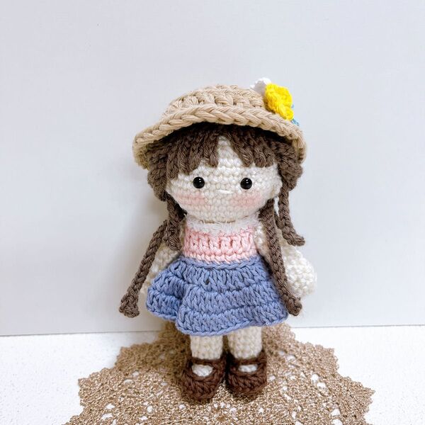 【ハンドメイド】あみぐるみ 女の子 着せ替え お花