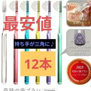 【正規品】奇跡の歯ブラシ 持ち手が三角 リニューアル品 大人用歯ブラシ 衛生用品 仕上げ磨き 虫歯予防 12本 ldwlg8