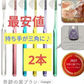 【正規品】奇跡の歯ブラシ 持ち手が三角 リニューアル品 大人用歯ブラシ 衛生用品 仕上げ磨き 虫歯予防 2本 v2t56j