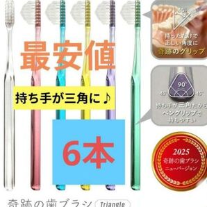 【正規品】奇跡の歯ブラシ 持ち手が三角 リニューアル品 大人用歯ブラシ 衛生用品 仕上げ磨き 虫歯予防 6本 p6t5mw