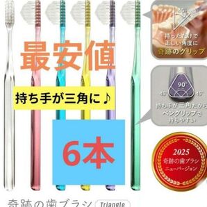 【正規品】奇跡の歯ブラシ 持ち手が三角 リニューアル品 大人用歯ブラシ 衛生用品 仕上げ磨き 虫歯予防 6本 jmwit