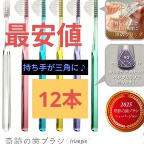 【正規品】奇跡の歯ブラシ 持ち手が三角 リニューアル品 大人用歯ブラシ 衛生用品 仕上げ磨き 虫歯予防 12本 ijwj@w