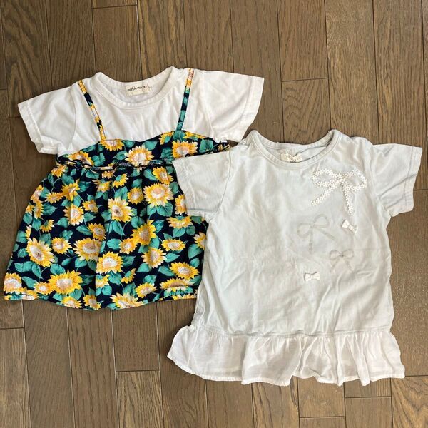 トップス 半袖Tシャツ チュニック キッズ 女の子 110 2枚組