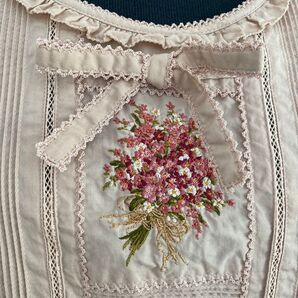 ピンクハウス 刺繍 花束 レース リボンブラウス