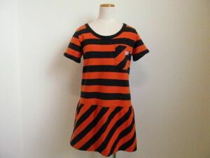 (36054)X-girl X-girl sweat One-piece border orange × navy size 2 USED