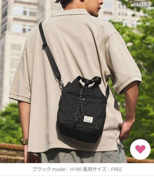 PENNEYS/ペニーズ 別注 THE FOX 2WAY ロゴワンポイントワッペン刺繍ドロスト 巾着ショルダーバッグ ブラック